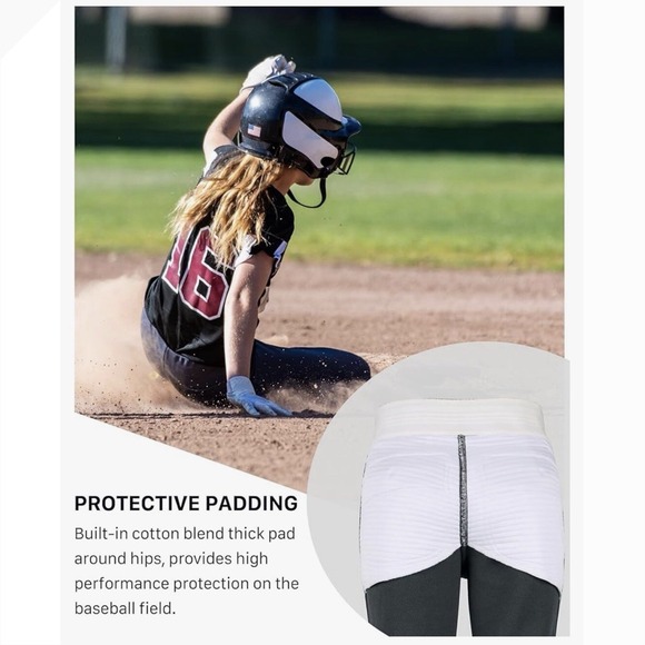 SANTINY Girls YL Softball Pants Padded Knickers Black Athletic Gear New - Picture 4 of 5